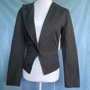 Hinge Black Notch Lapel Blazer Jacket Size S Lined Single-Breasted Cotton Blend